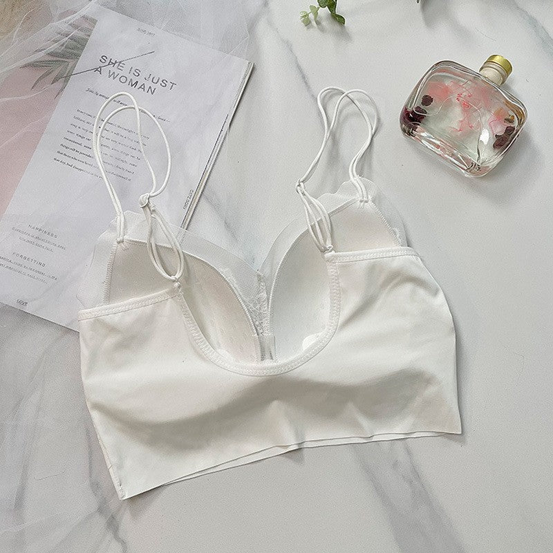 zp204-French lace ice silk breathable suspender bra