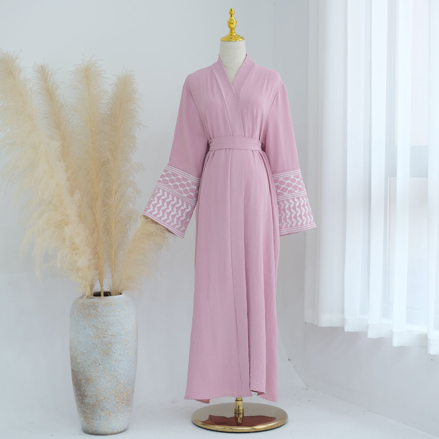 Exquisitely embroidered fringed cardigan robe