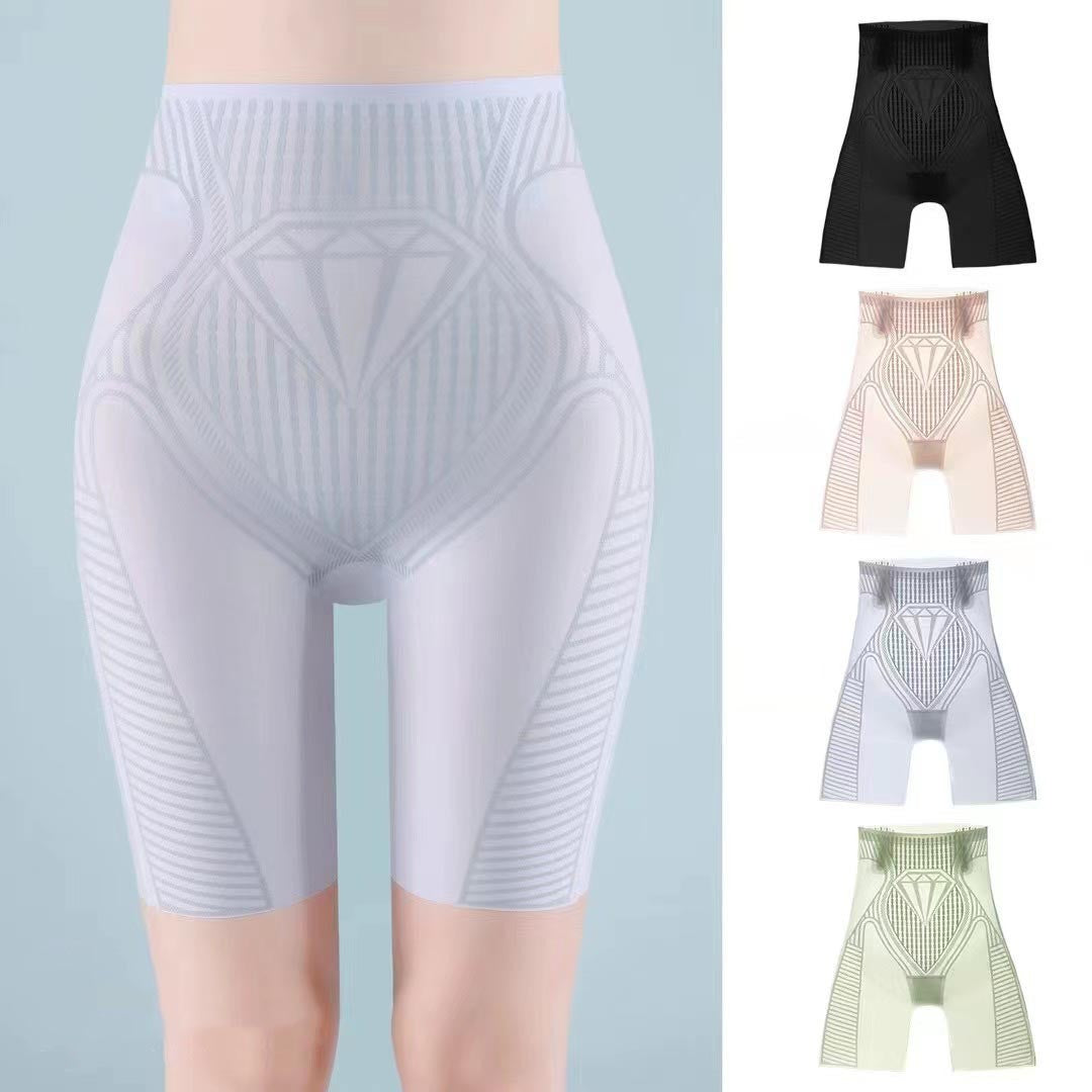 Summer thin ice silk high waist tummy control pants