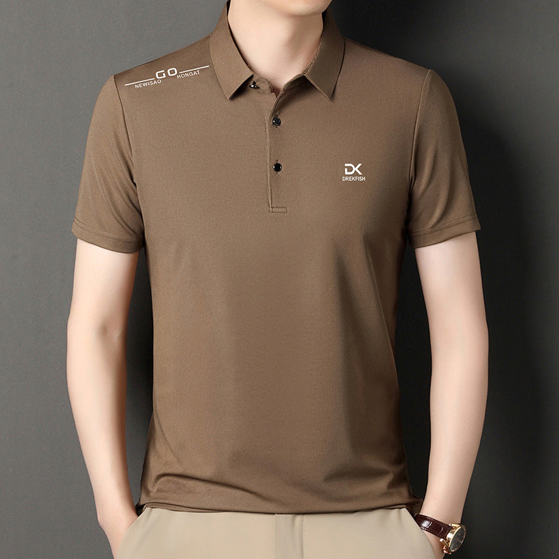 Summer new men's lapel business t-shirt