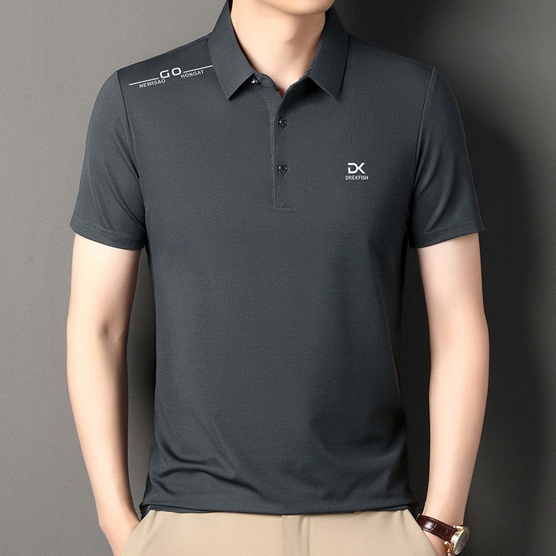 Summer new men's lapel business t-shirt