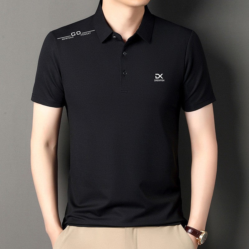 Summer new men's lapel business t-shirt