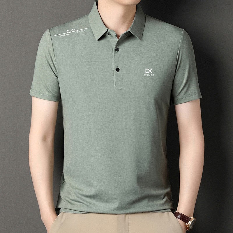 Summer new men's lapel business t-shirt