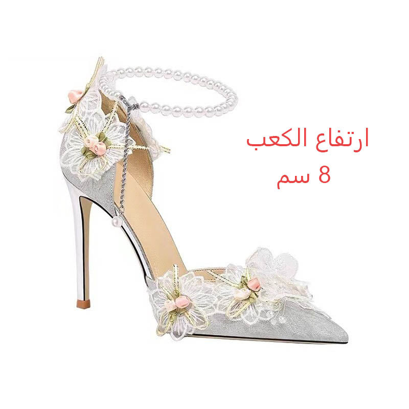 ae559-summer women's pearl chain high heels