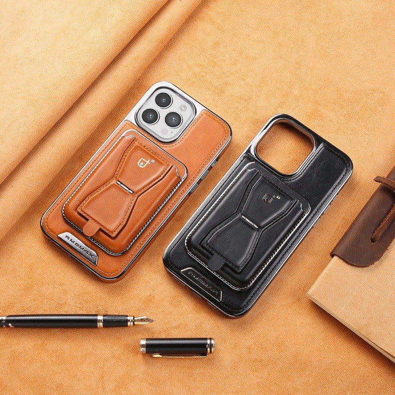 ae563-Business Leather Card Holder Magnetic Holder Phone Case