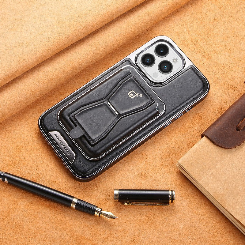 ae563-Business Leather Card Holder Magnetic Holder Phone Case