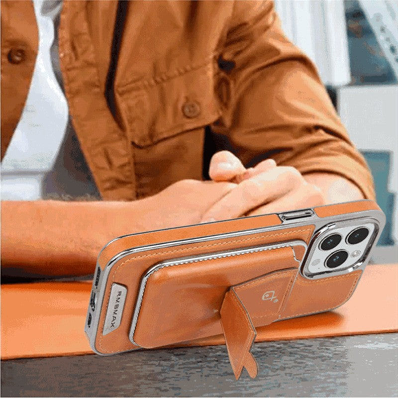 ae563-Business Leather Card Holder Magnetic Holder Phone Case