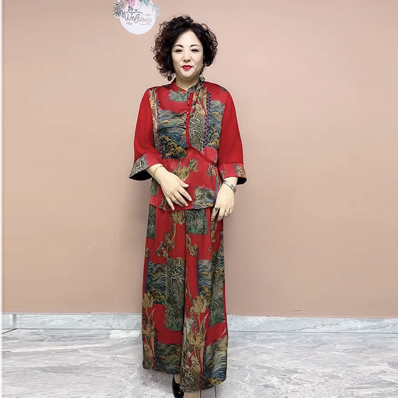 mvp05-Women's casual letter printed top + pants set