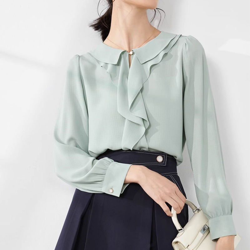 ae581-French style niche high-end chiffon shirt