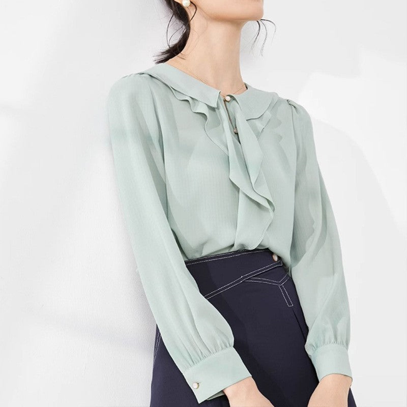 ae581-French style niche high-end chiffon shirt