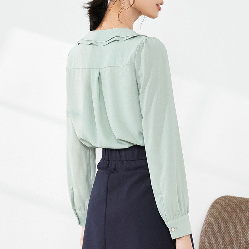 ae581-French style niche high-end chiffon shirt