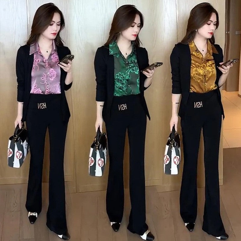 mvp08-Women's fake two piece stitching printed shirt