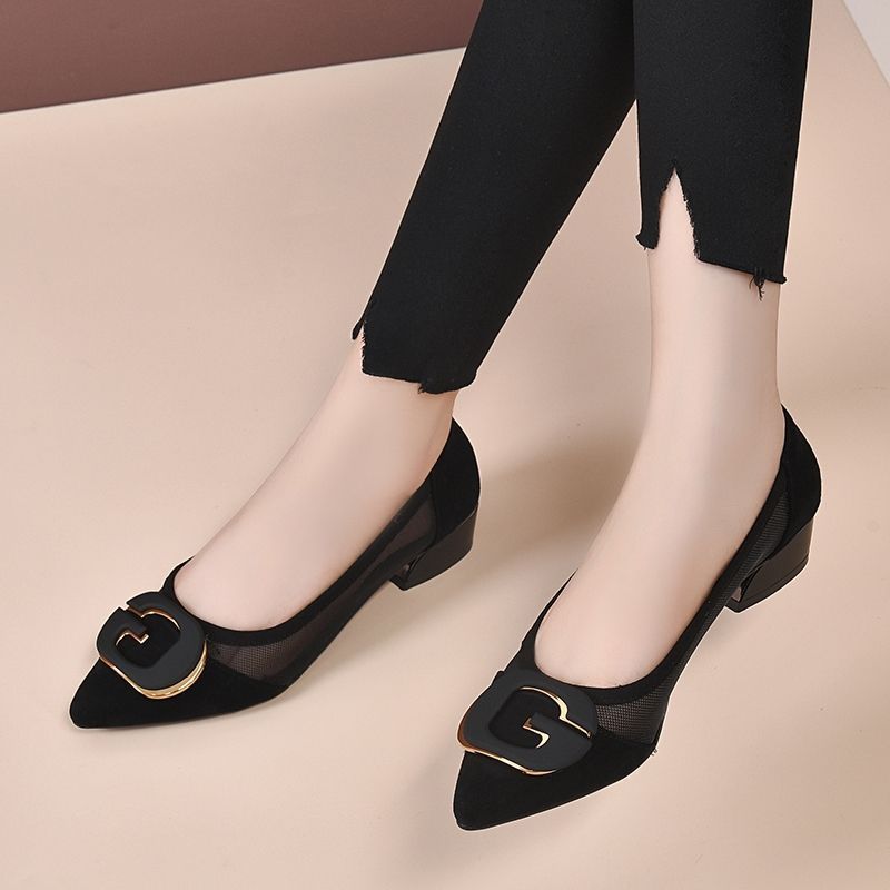 ae589-Women's mesh pointed toe hollow sandals