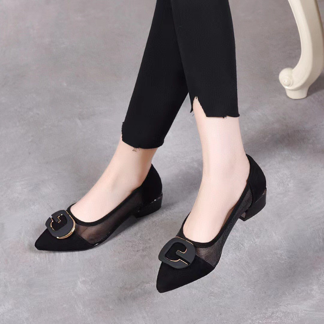 ae589-Women's mesh pointed toe hollow sandals