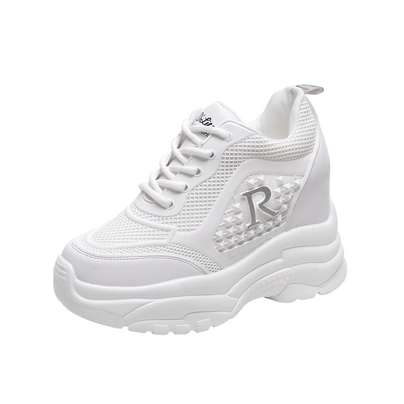 Height-enhancing soft-soled versatile women's sports shoes