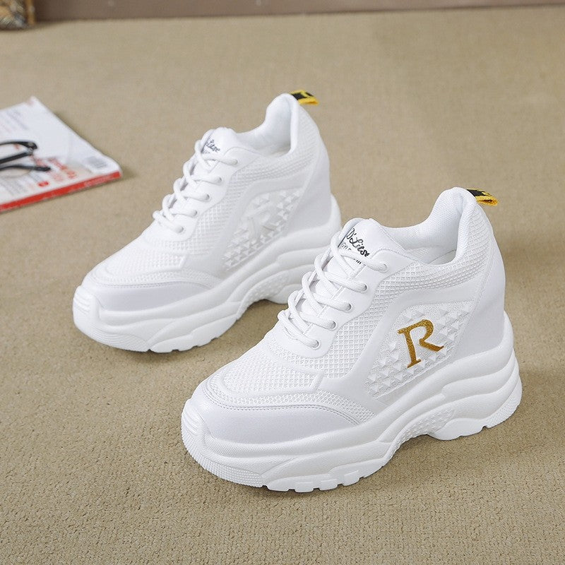 Height-enhancing soft-soled versatile women's sports shoes