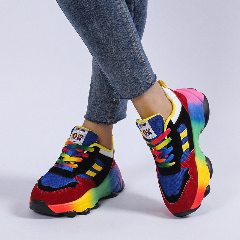 ae623-Women's thick-soled colorful sports style shoes