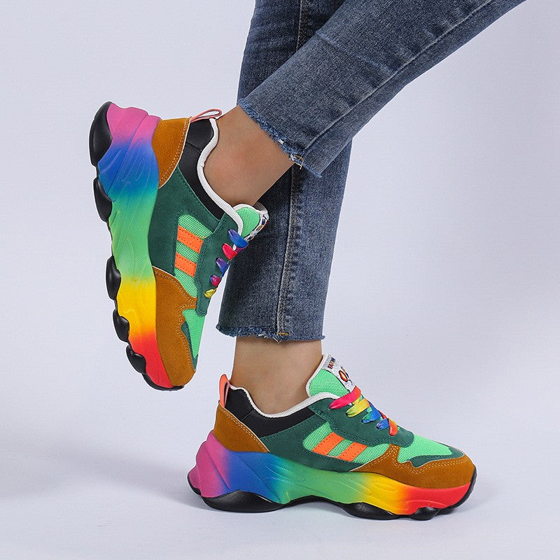 ae623-Women's thick-soled colorful sports style shoes