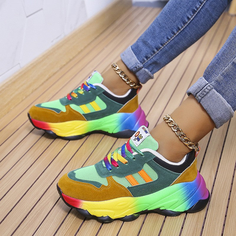 ae623-Women's thick-soled colorful sports style shoes