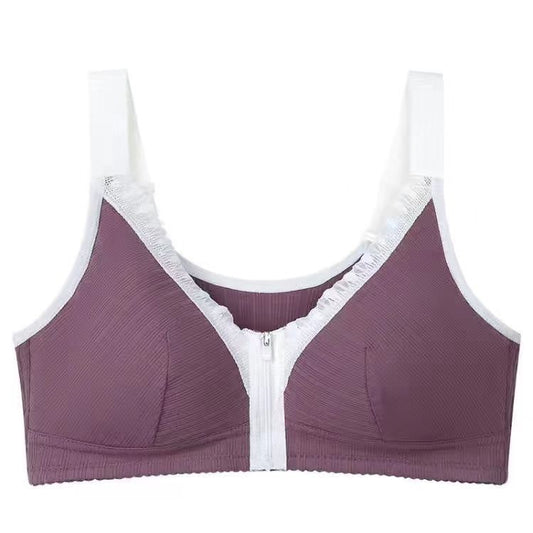 zp410-Middle-aged and elderly front-button zipper push-up bra