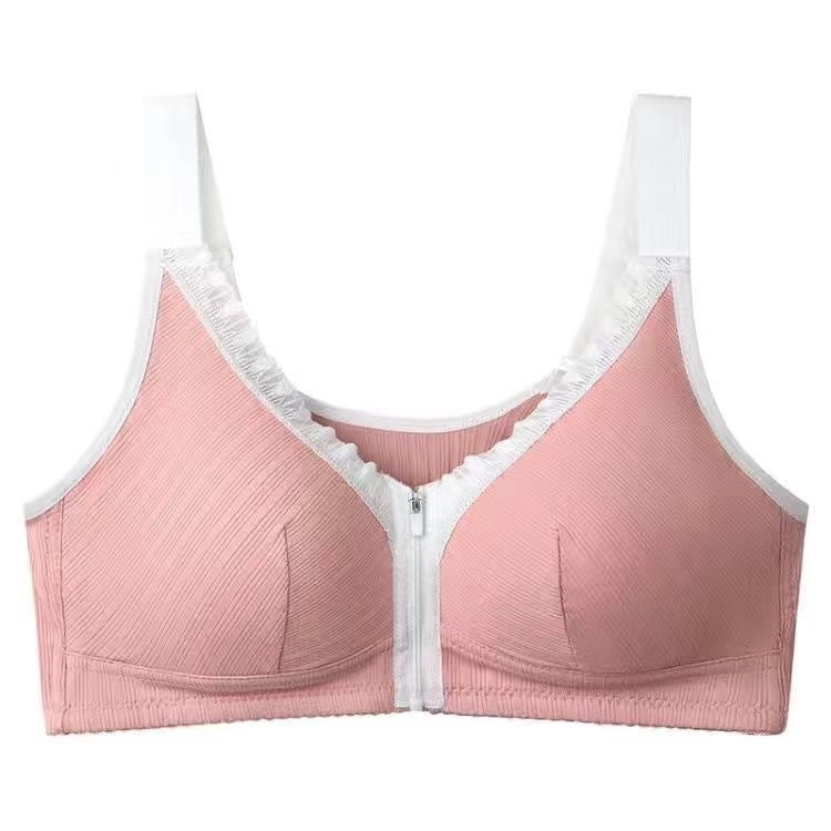 zp410-Middle-aged and elderly front-button zipper push-up bra