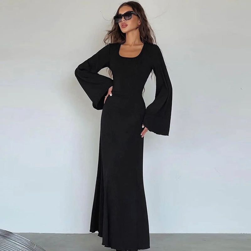 ae636-Fashionable and casual loose long-sleeved dress