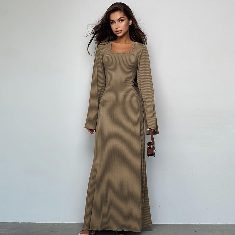 ae636-Fashionable and casual loose long-sleeved dress