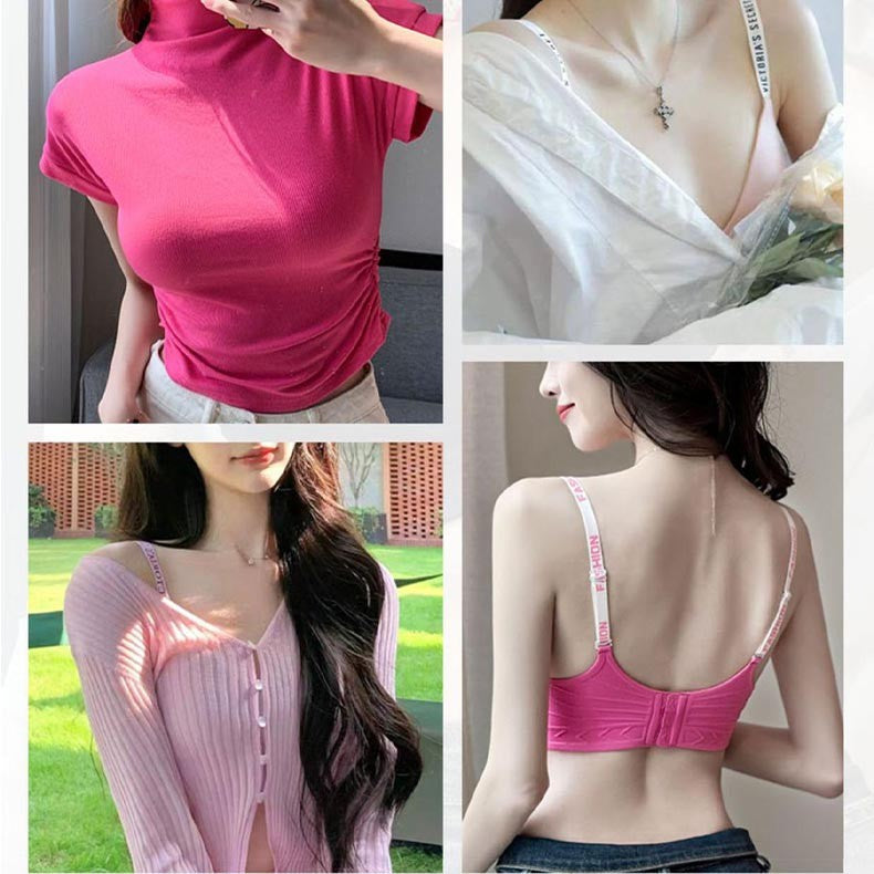 zp418-Women's letter strap small chest push up bra اشتري 1 و إحصول على 1 مجانا