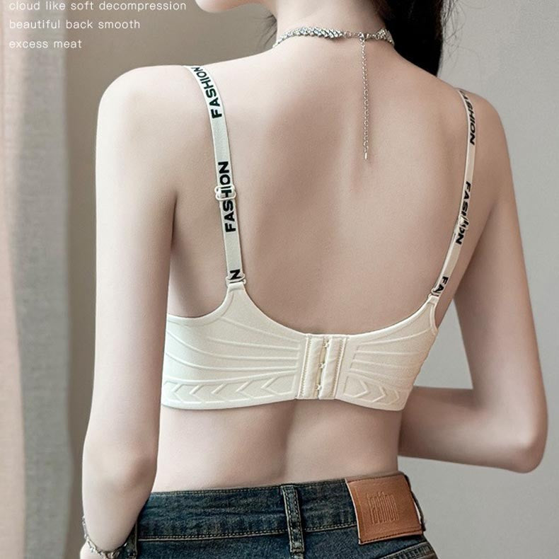 zp418-Women's letter strap small chest push up bra اشتري 1 و إحصول على 1 مجانا