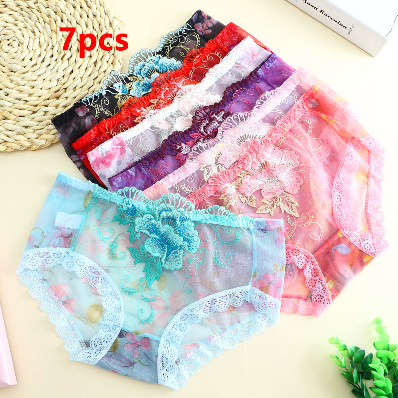 7pcs Sexy seamless lace embroidered women's underwear