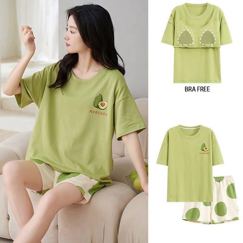 Summer Korean style casual home wear with chest pad