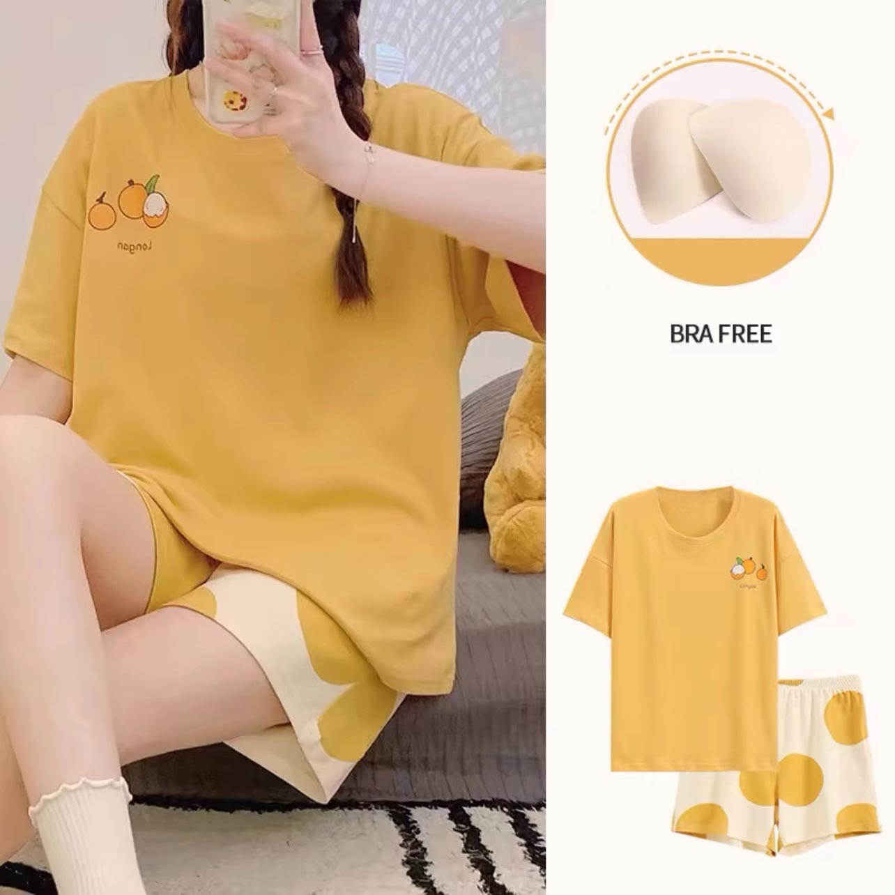 Summer Korean style casual home wear with chest pad