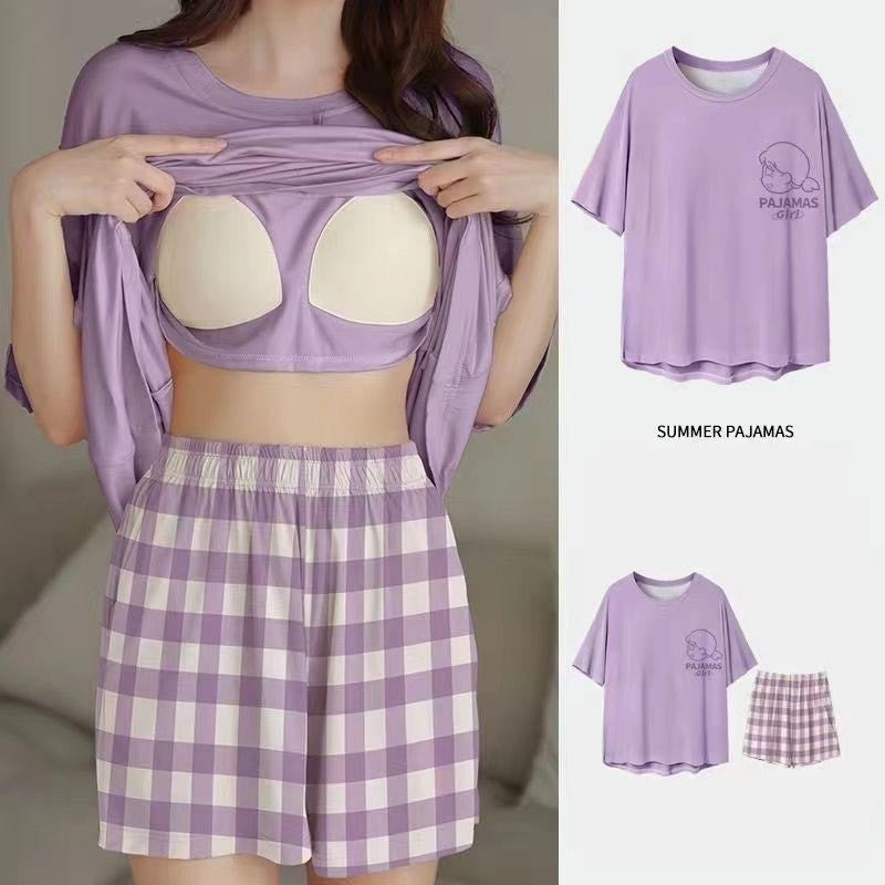 Summer Korean style casual home wear with chest pad