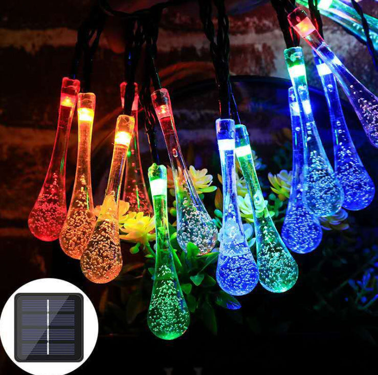 LED Solar Water Drop Light String