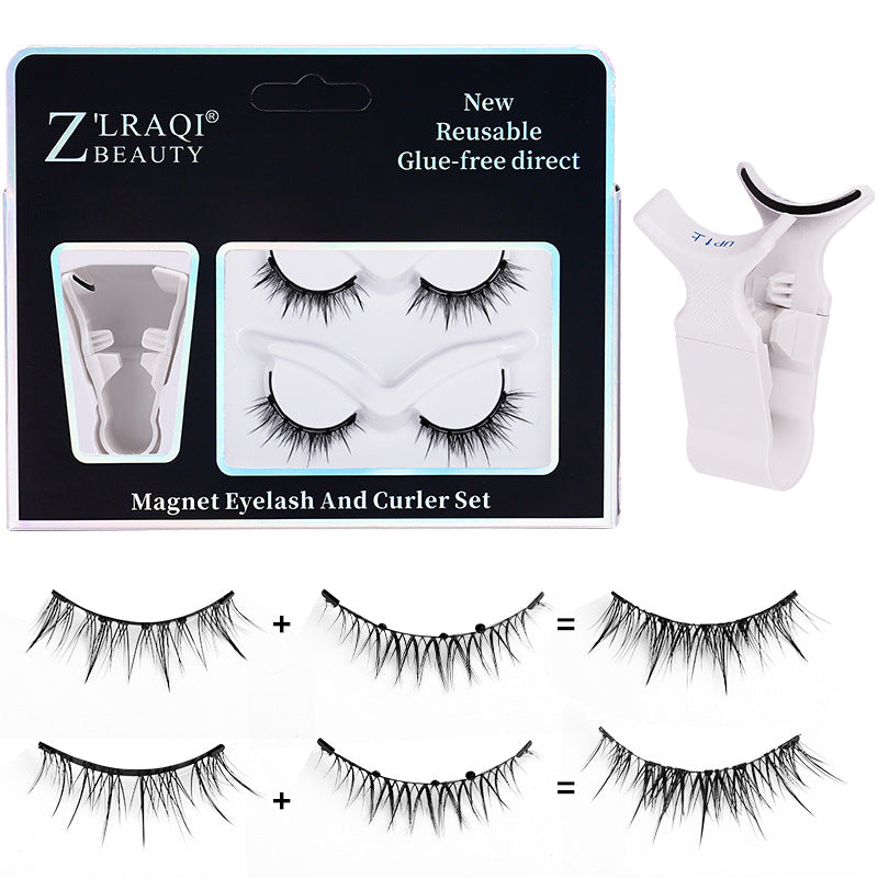 Glue-free quick-adhesion magnetic false eyelashes natural simulation