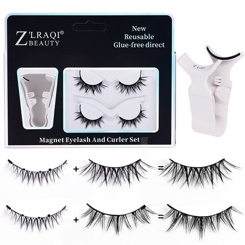 Glue-free quick-adhesion magnetic false eyelashes natural simulation