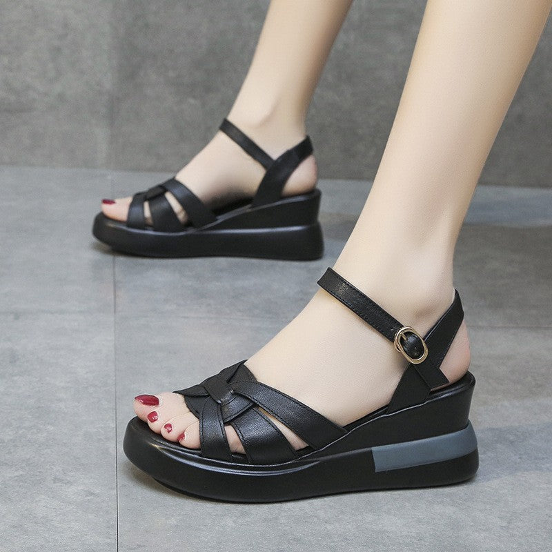 zp429-Cross-woven wedge sandals for women