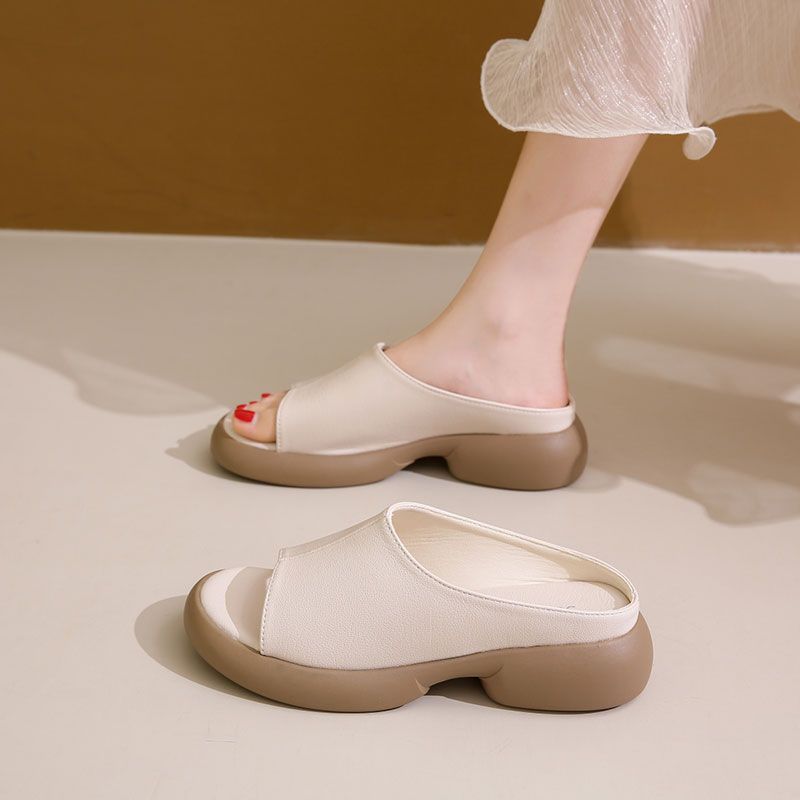 zp435-New summer soft leather thick-soled sandals