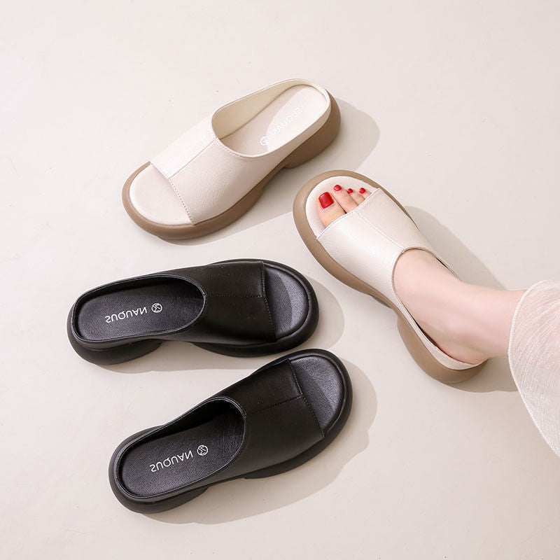 zp435-New summer soft leather thick-soled sandals