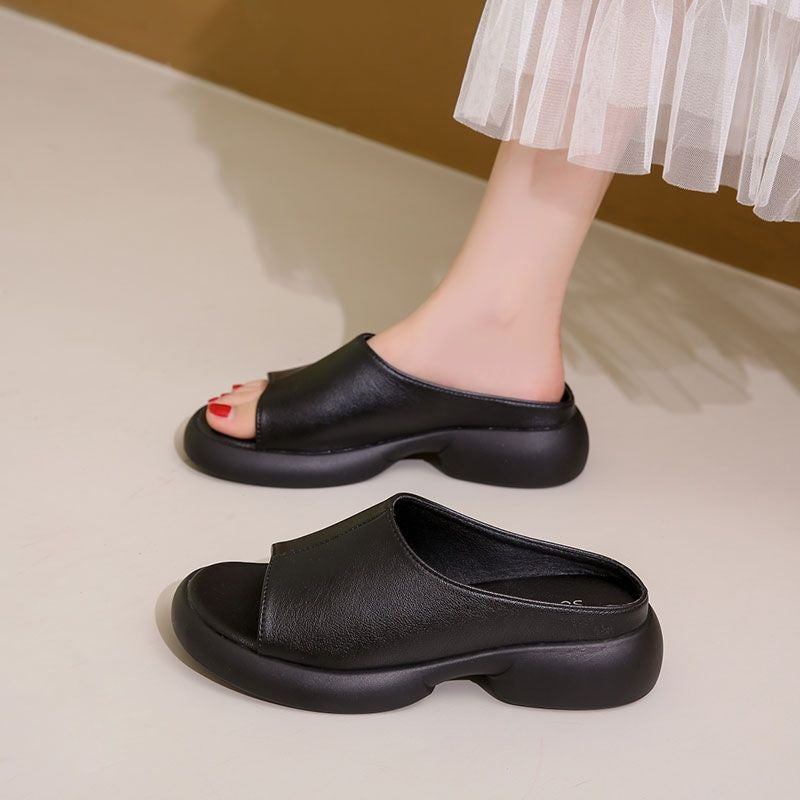 zp435-New summer soft leather thick-soled sandals