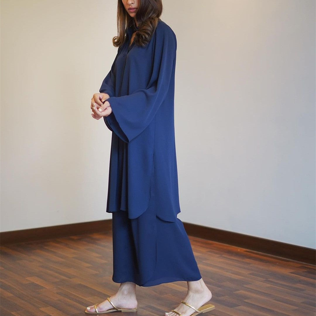 ae685-New Fashion Long Sleeve Wide Leg Pants Suit