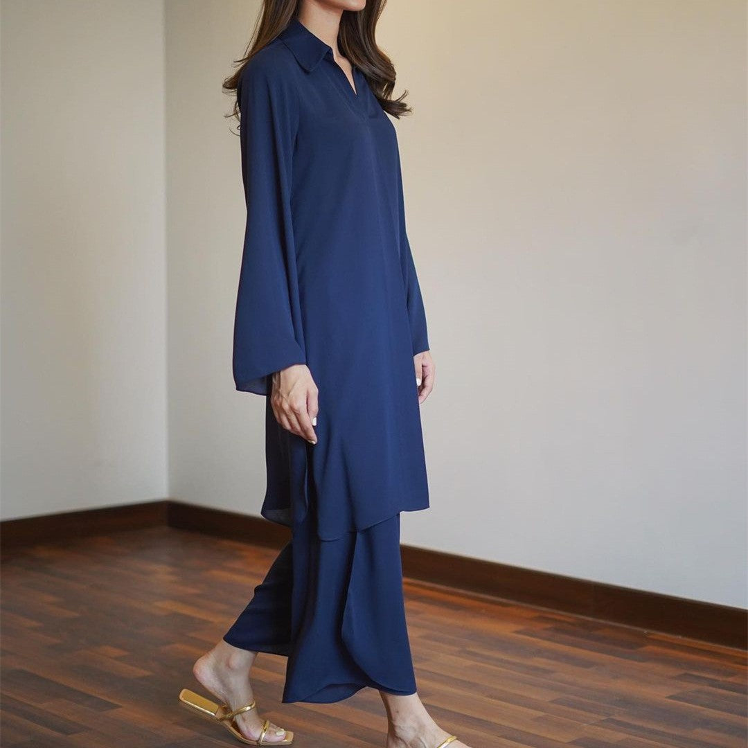 ae685-New Fashion Long Sleeve Wide Leg Pants Suit