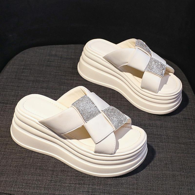 ae695-Rhinestone sandal with 8 cm thick sole