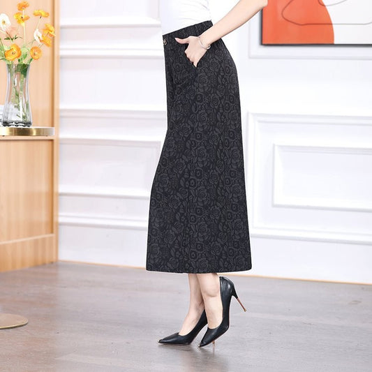 Summer high waist fashionable jacquard wide leg pants for women
