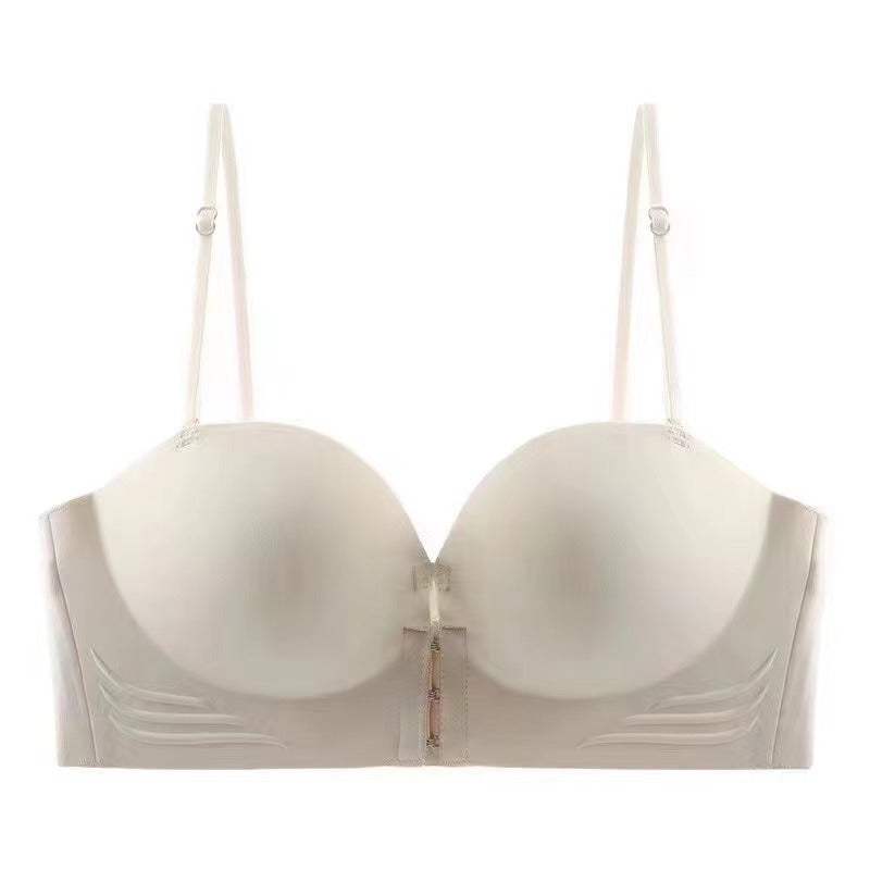 Front clasp one-piece thickened no-wire push-up bra