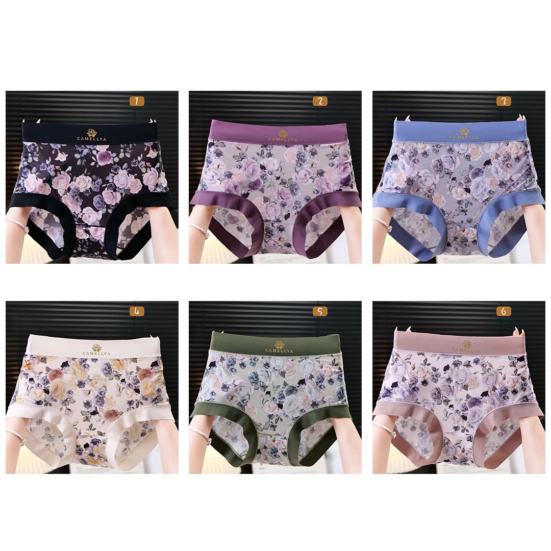 zp458-Women's Ice Silk Floral High Elastic Panties 2025