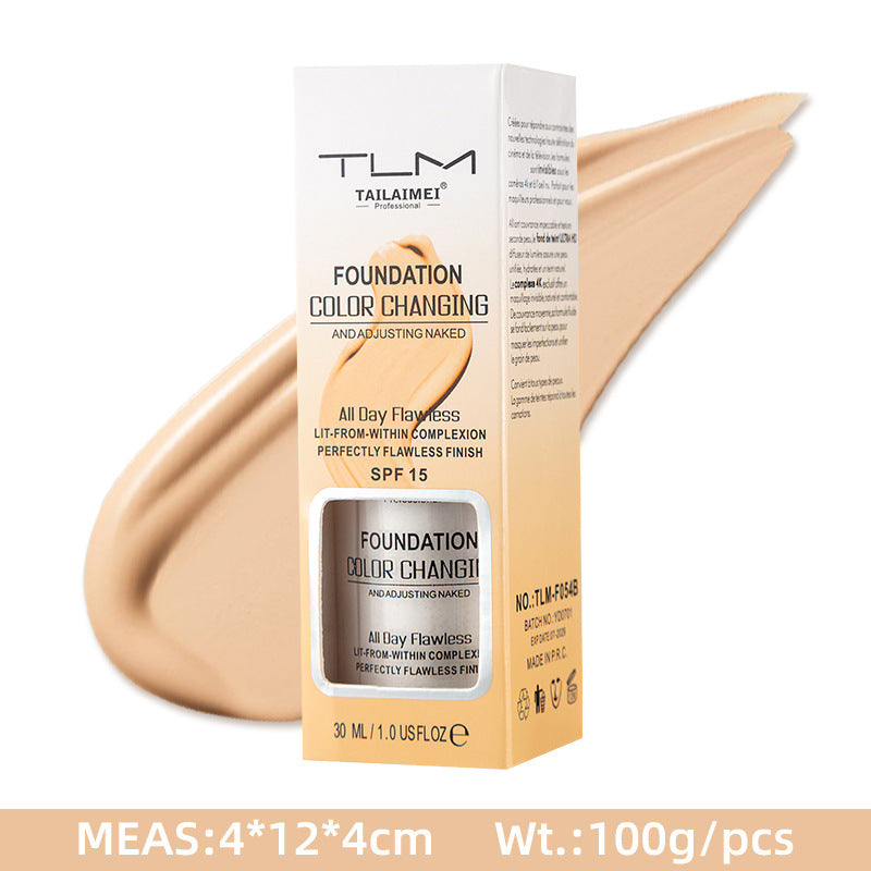 kfc05-Temperature-changing skin color foundation liquid brightens the skin and is portable and concealer liquid that lasts long and does not fade easily