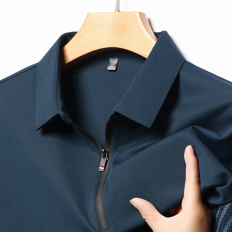 zd254-Men's Spring and Autumn Business Casual Striped Long Sleeve T-shirt