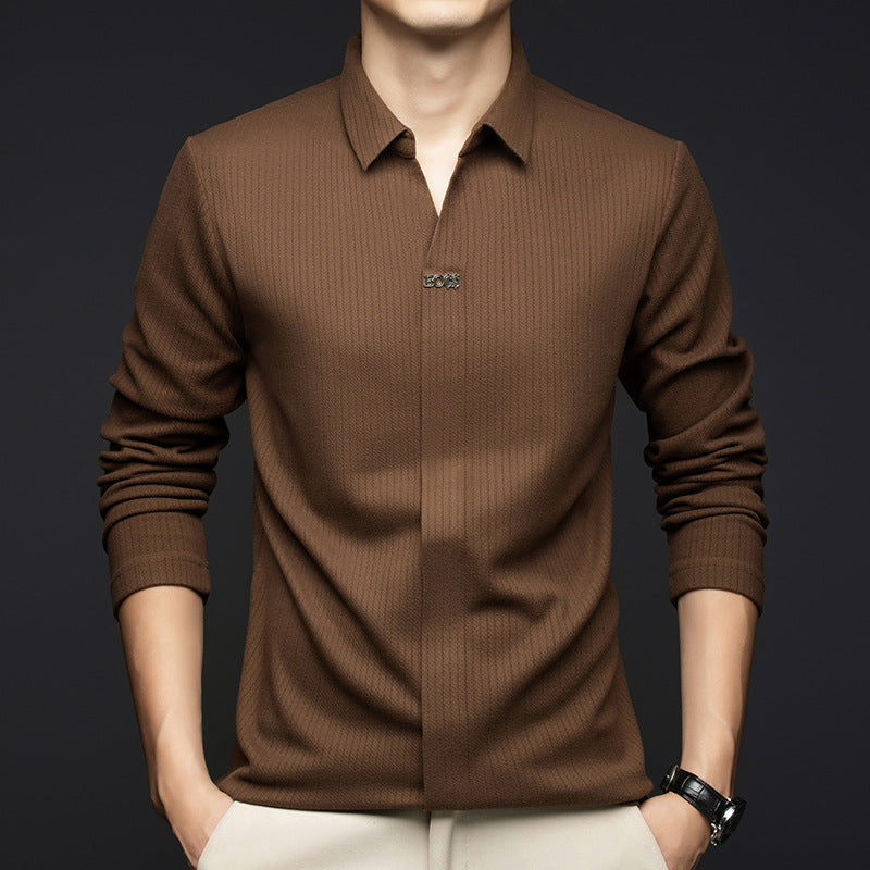 zd274-Spring and autumn men's business casual long-sleeved T-shirt