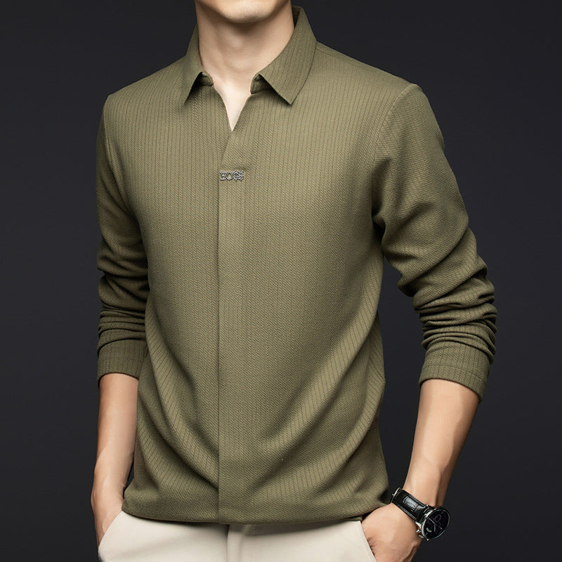 zd274-Spring and autumn men's business casual long-sleeved T-shirt